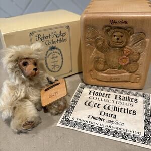 Robert Raikes Wee Whittles Dacey Bear #188/500 Signed Wood Box w COA Limited
